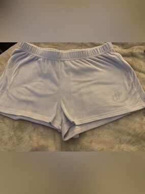 Juicy Couture Lilac Terry Cloth Athletic Lounge Shorts with Rhinestone JC